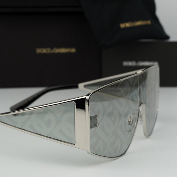 NEW D&G DG2305 05/AL Silver Grey Silver Mirrored DG Rectangle Unisex Sunglasses - Picture 3 of 7